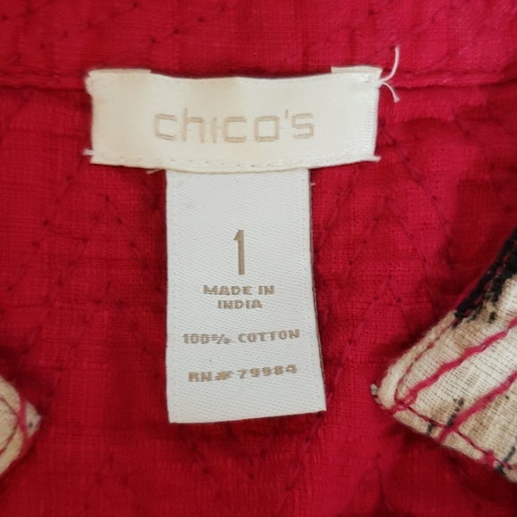 Chico's Women's Red White Black Orange Jacket, 1 - Picture 4 of 9